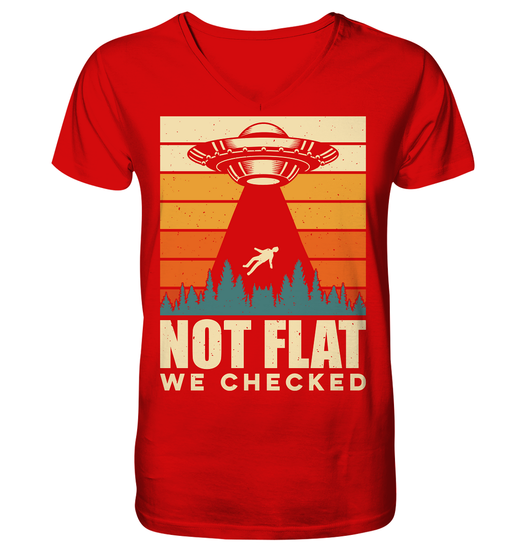 Erde - Not Flat we checked  - V-Neck Shirt