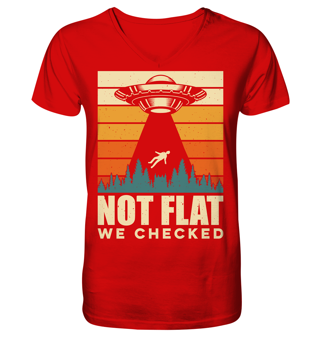 Erde - Not Flat we checked  - V-Neck Shirt