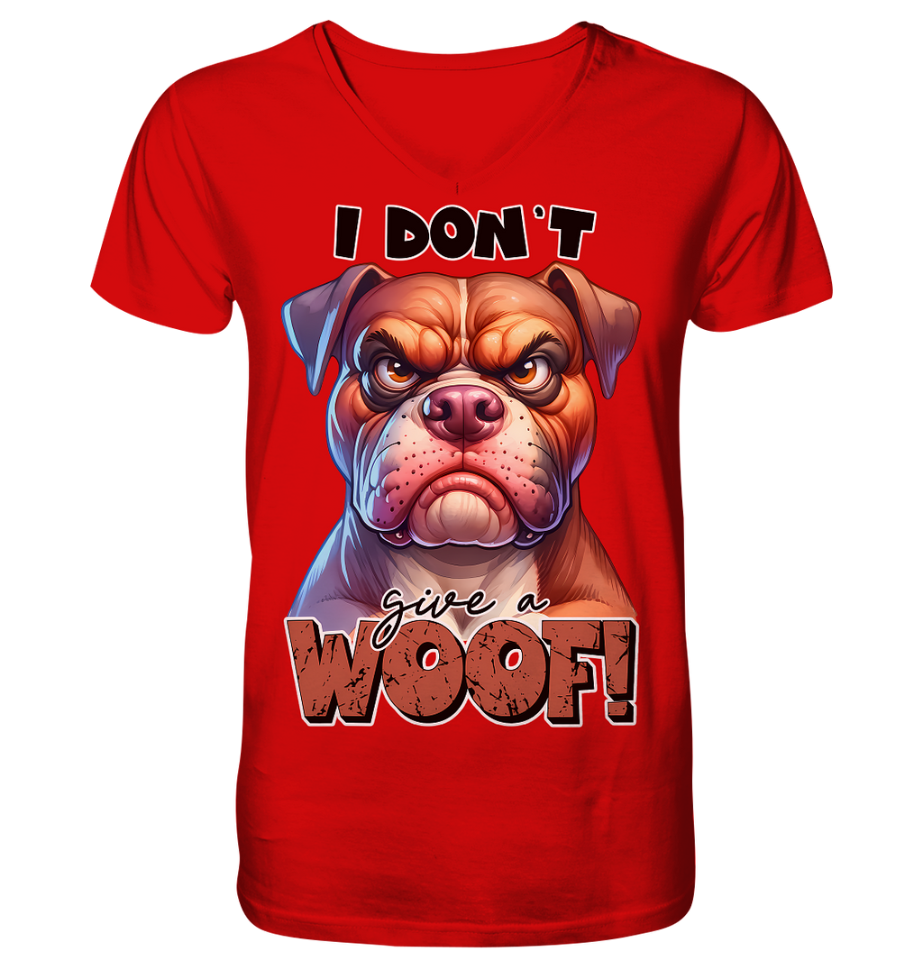 I don't give a woof - Fun Hunde Cartoon - V-Neck Shirt