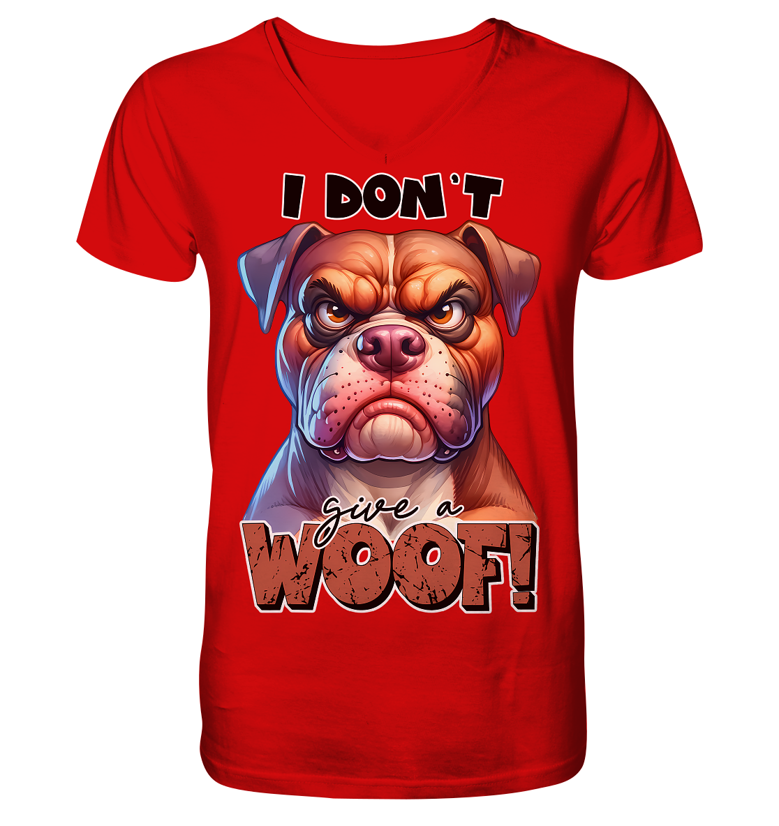 I don't give a woof - Fun Hunde Cartoon - V-Neck Shirt