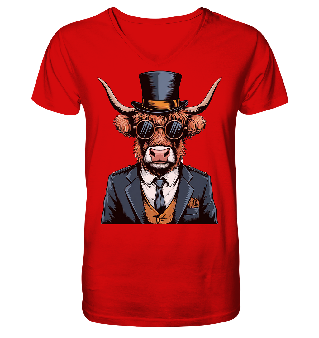 Highland Cow Steampunk - V-Neck Shirt