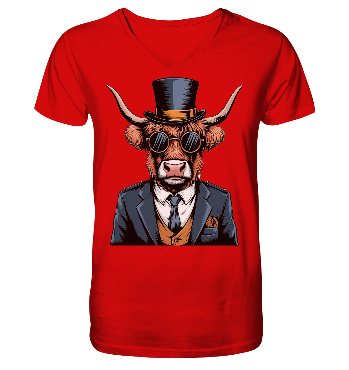 Highland Cow Steampunk - V-Neck Shirt