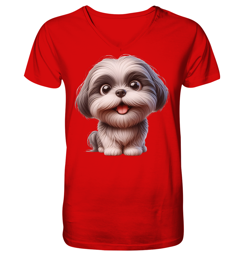 Shih Tzu Cartoon Dog - personalisierbar - V-Neck Shirt