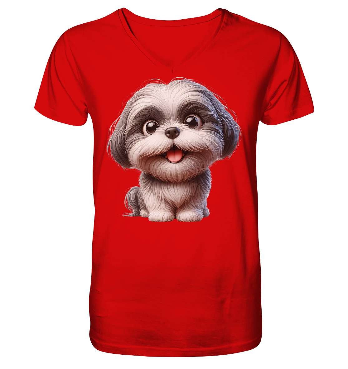 Shih Tzu Cartoon Dog - personalisierbar - V-Neck Shirt