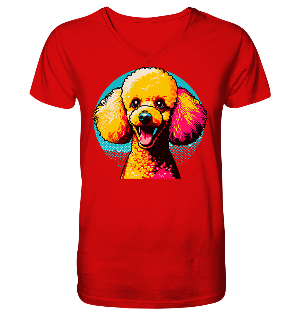 Pudel Pop Art - personalisierbar - V-Neck Shirt