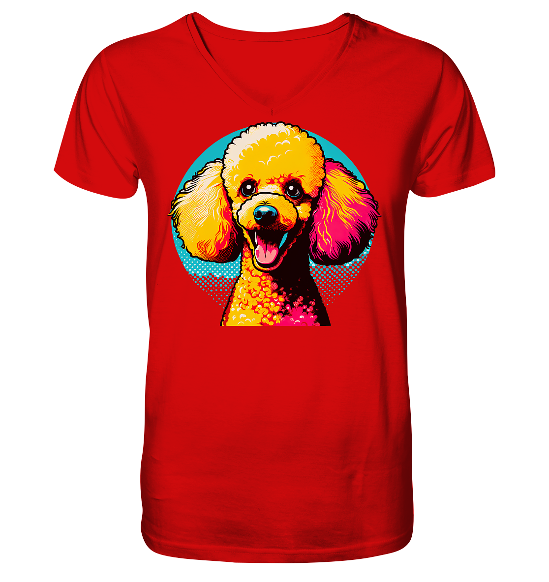 Pudel Pop Art - personalisierbar - V-Neck Shirt