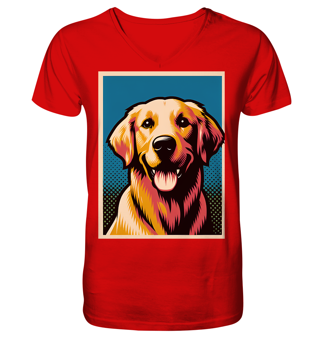 Golden Retriever Pop Art - personalisierbar - V-Neck Shirt