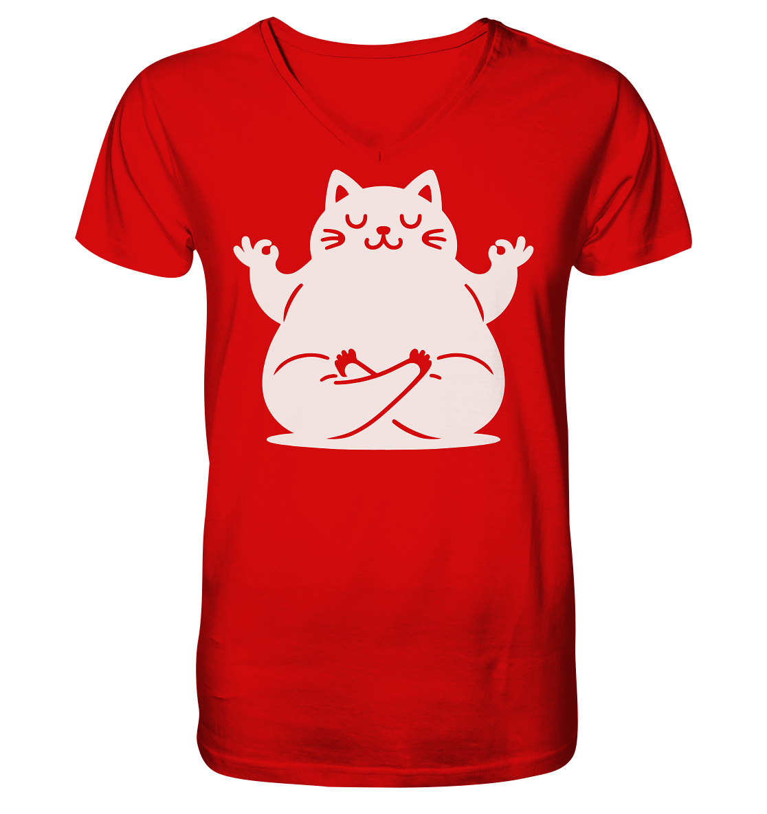 Funny yoga Cat - personalisierbar - V-Neck Shirt