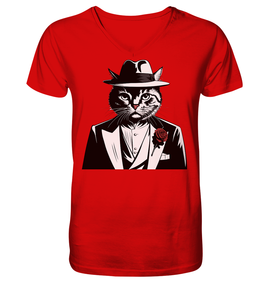 Catfather Katze Mafia - personalisierbar - V-Neck Shirt