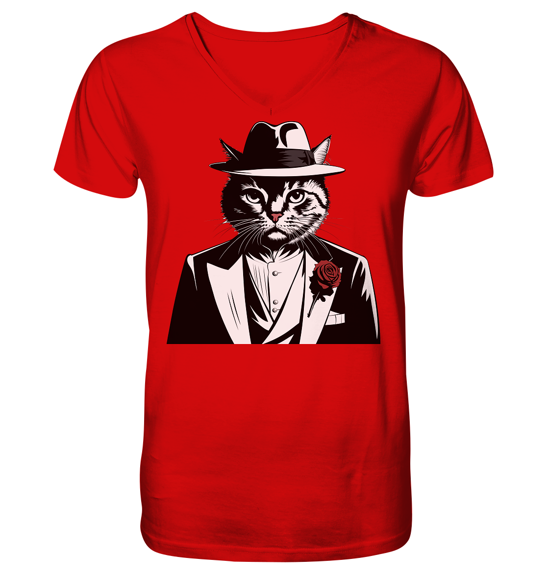Catfather Katze Mafia - personalisierbar - V-Neck Shirt