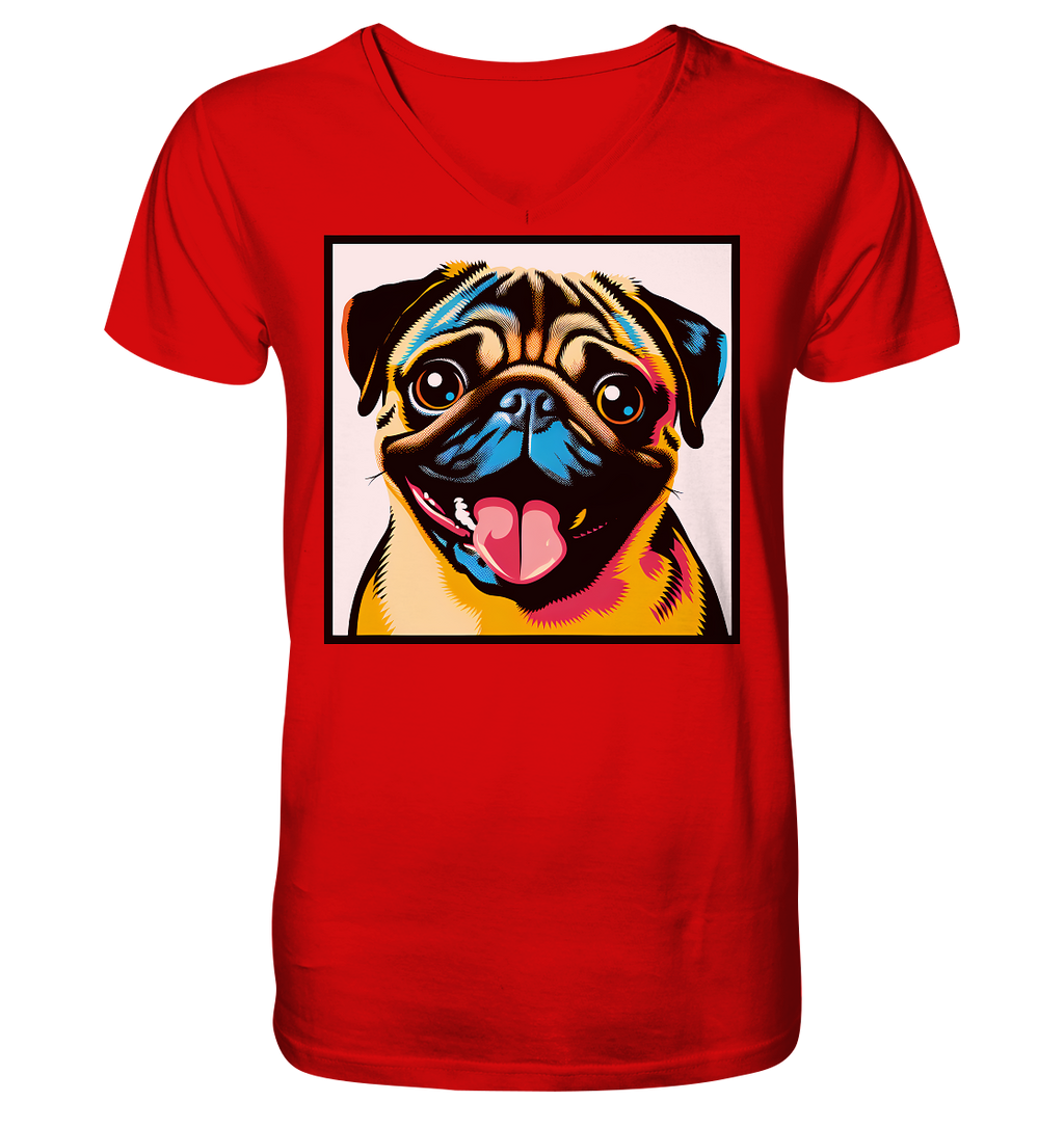 Mops Pop Art - V-Neck Shirt