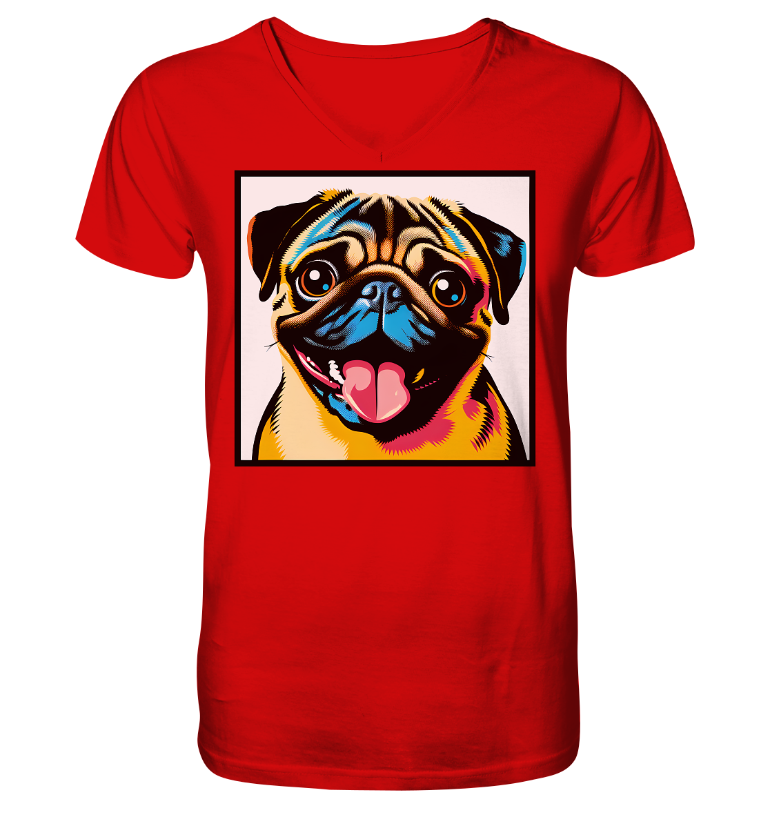 Mops Pop Art - V-Neck Shirt