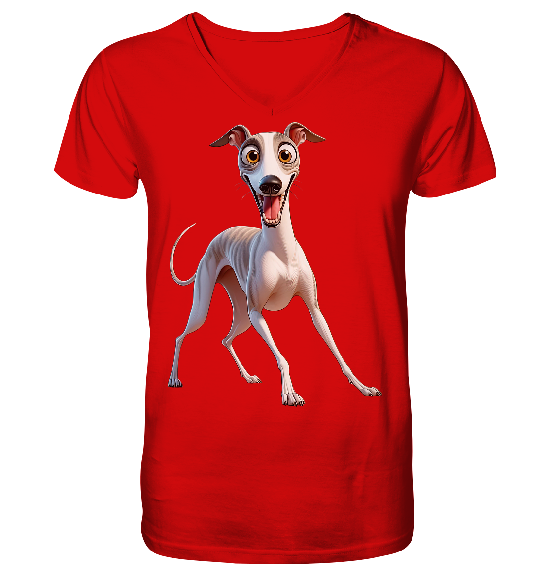 Whippet Cartoon personalisierbar - V-Neck Shirt