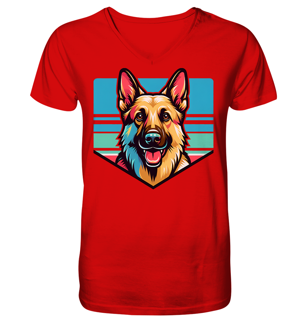 Schäferhund Pop Art - personalisierbar - V-Neck Shirt