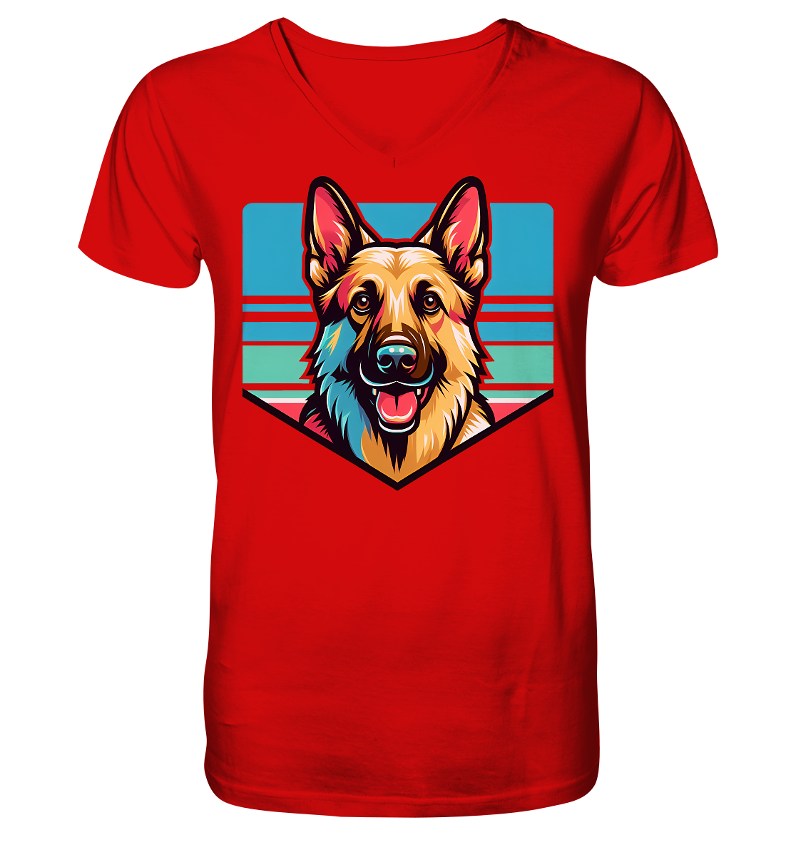 Schäferhund Pop Art - personalisierbar - V-Neck Shirt