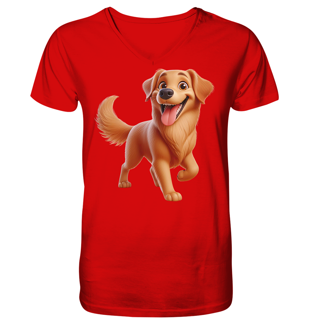 Golden Retriever Comic - personalisierbar - V-Neck Shirt