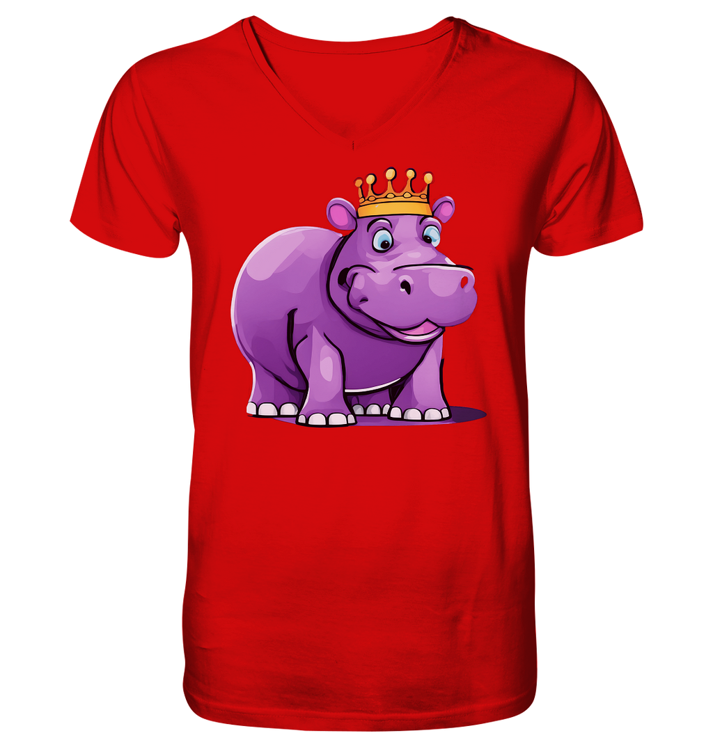 Hippo Queen Cute - personalisierbar - V-Neck Shirt