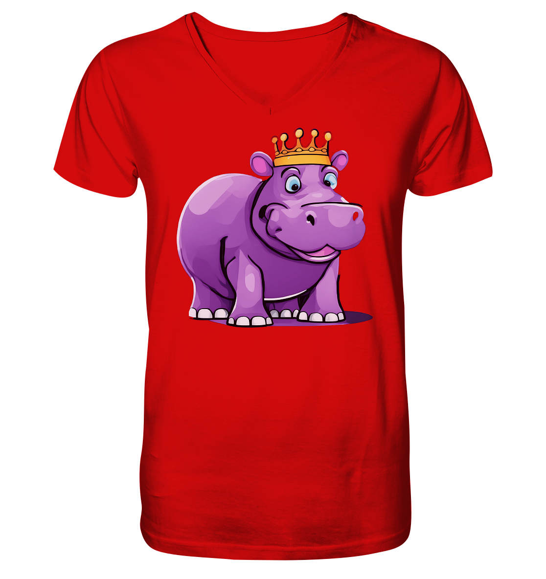 Hippo Queen Cute - personalisierbar - V-Neck Shirt