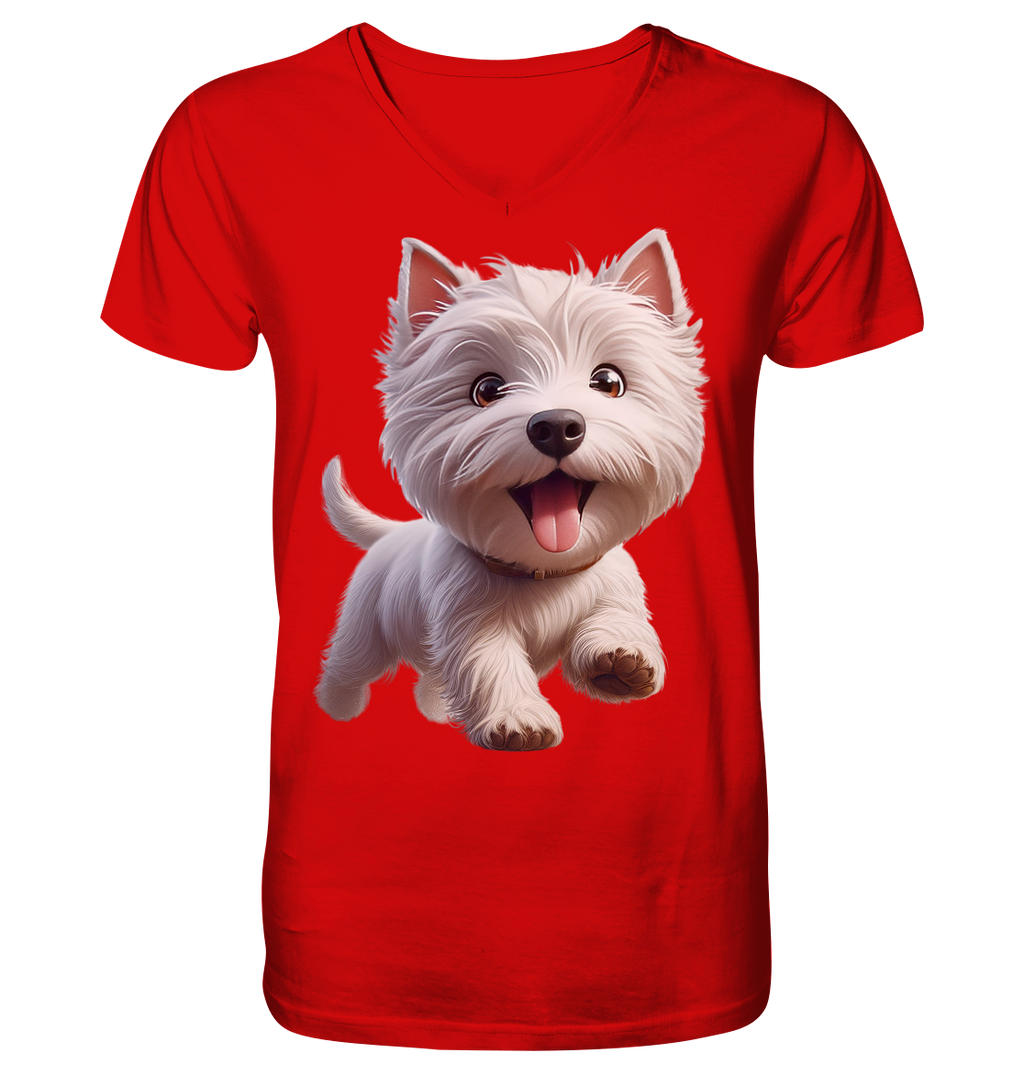 West Highland Terrier Catoon - personalisierbar - V-Neck Shirt