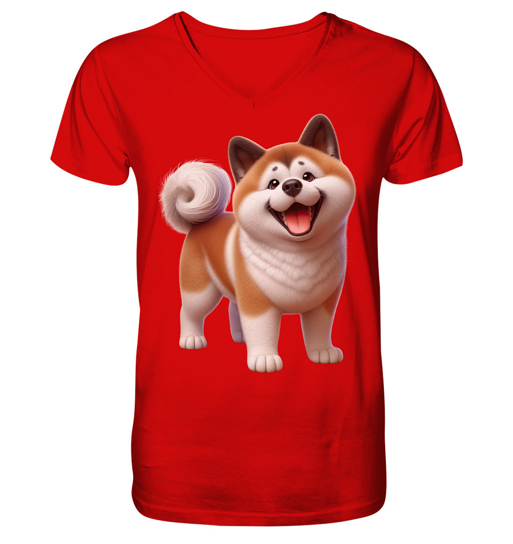 Akita Cartoon Hund personalisierbar - V-Neck Shirt