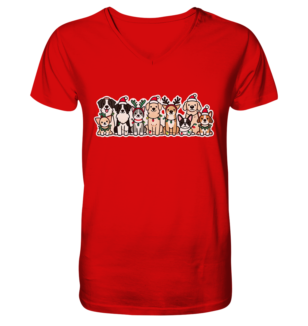 Weihnachten, Christmas Hunde - V-Neck Shirt