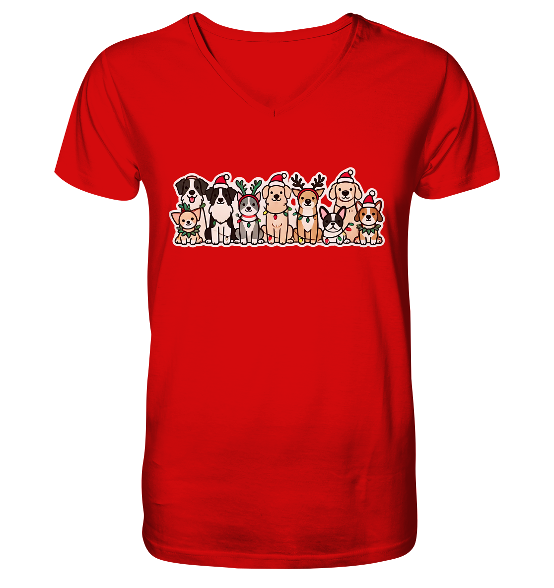 Weihnachten, Christmas Hunde - V-Neck Shirt