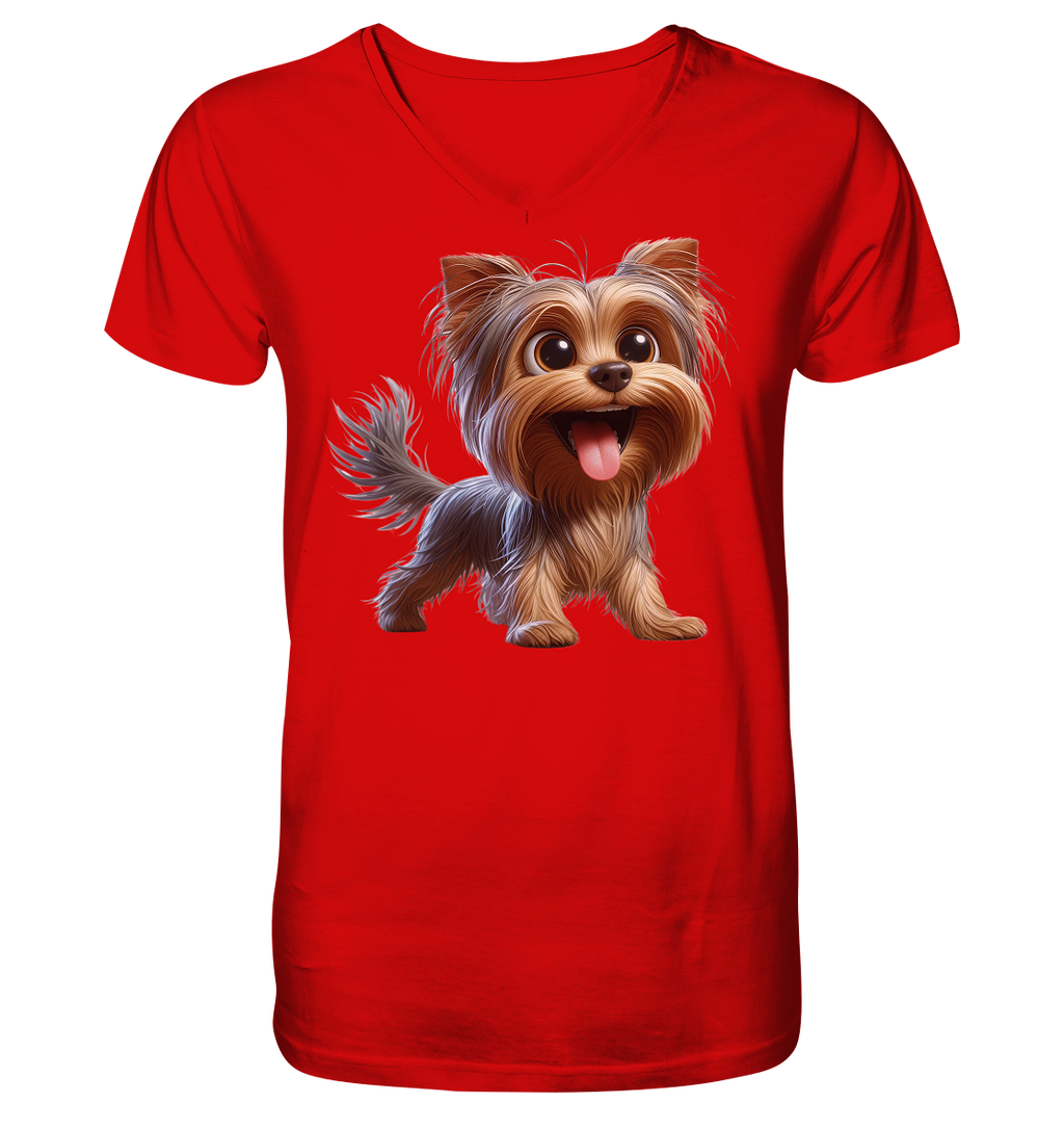 Yorkshire Terrier Cartoon - personalisierbar - V-Neck Shirt