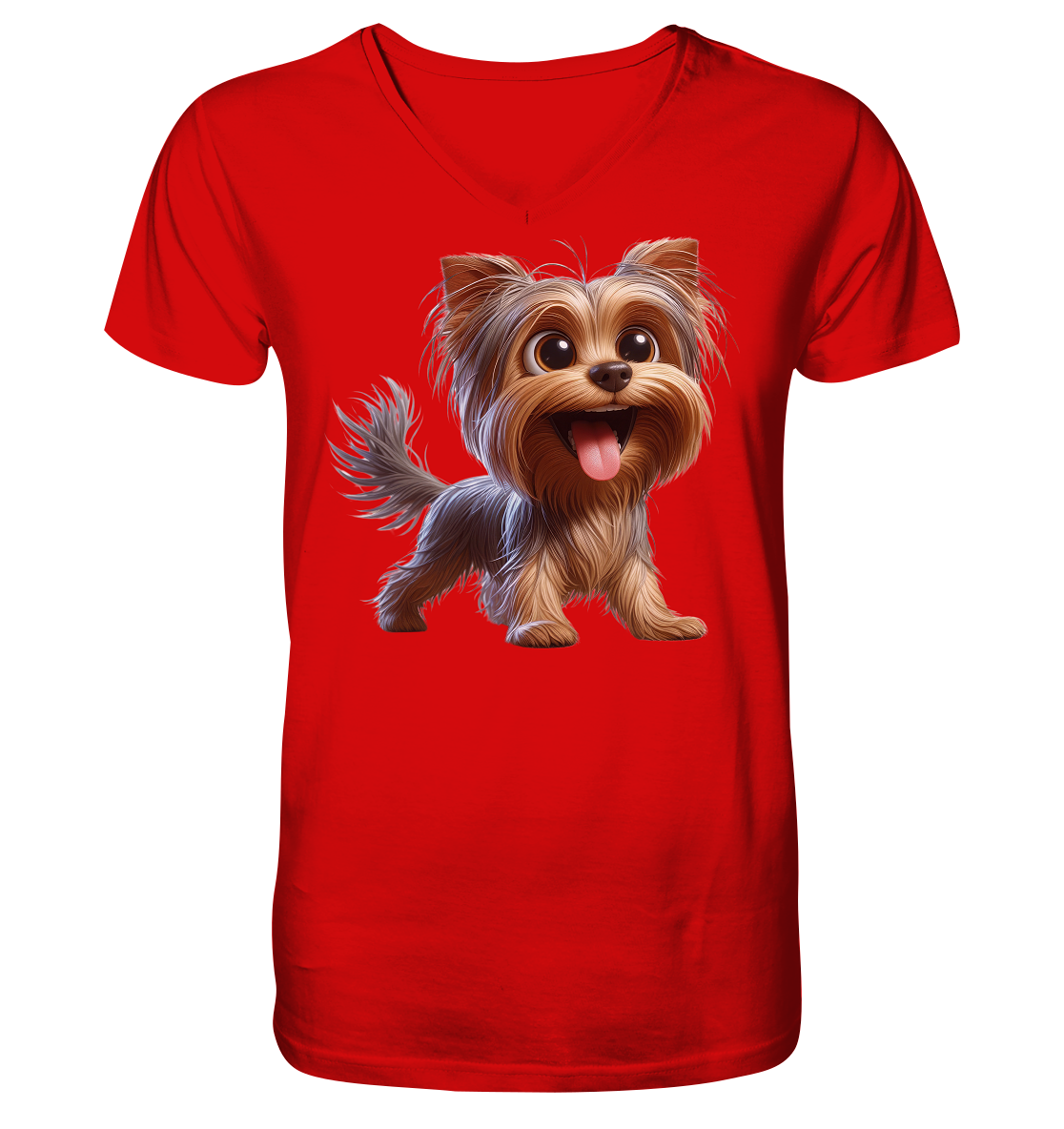Yorkshire Terrier Cartoon - personalisierbar - V-Neck Shirt