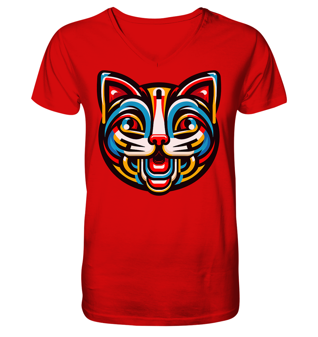 Pop Art Katze  - V-Neck Shirt
