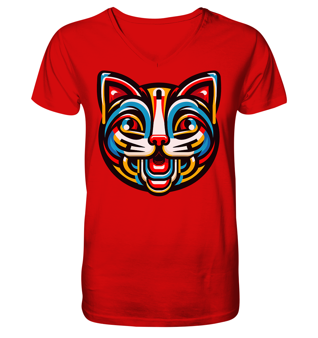 Pop Art Katze  - V-Neck Shirt