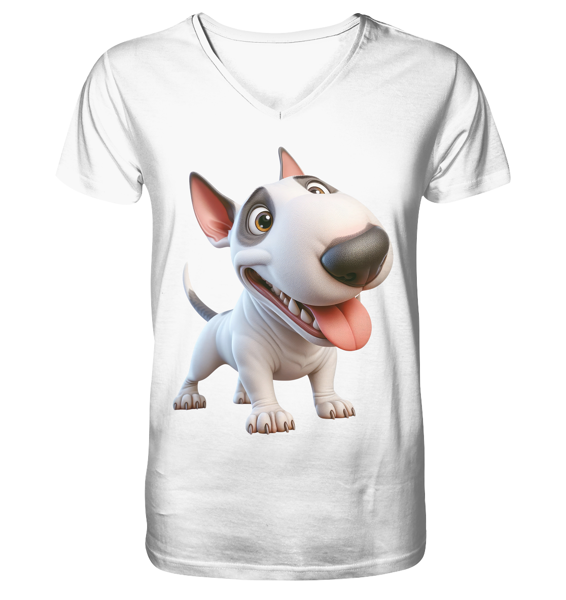 Bullterrier Cartoon personalisierbar - V-Neck Shirt