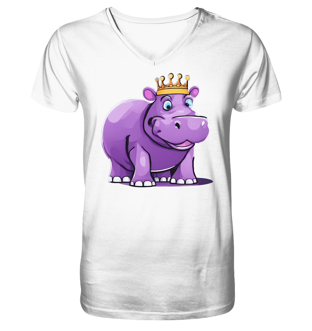Hippo Queen Cute - personalisierbar - V-Neck Shirt