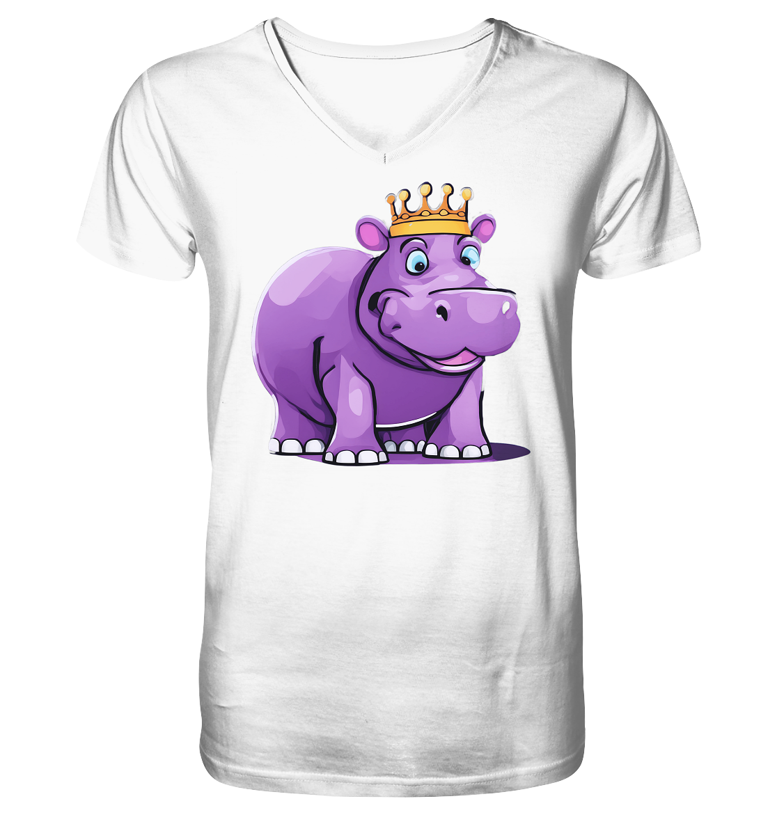 Hippo Queen Cute - personalisierbar - V-Neck Shirt