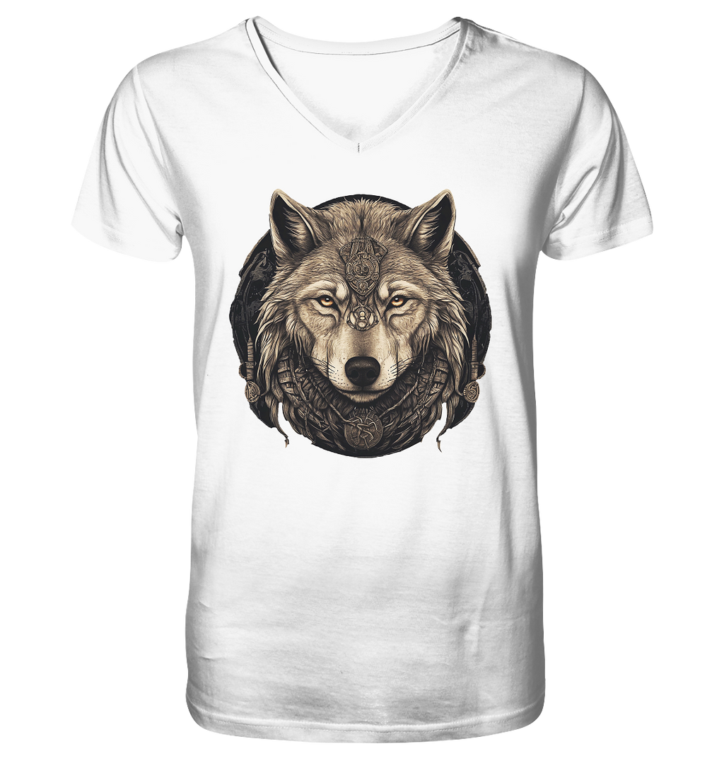 Wolf Fenris Viking Art - V-Neck Shirt