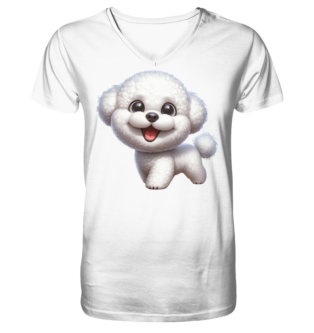 Bichon Frisé Cartoon personalisierbar - V-Neck Shirt