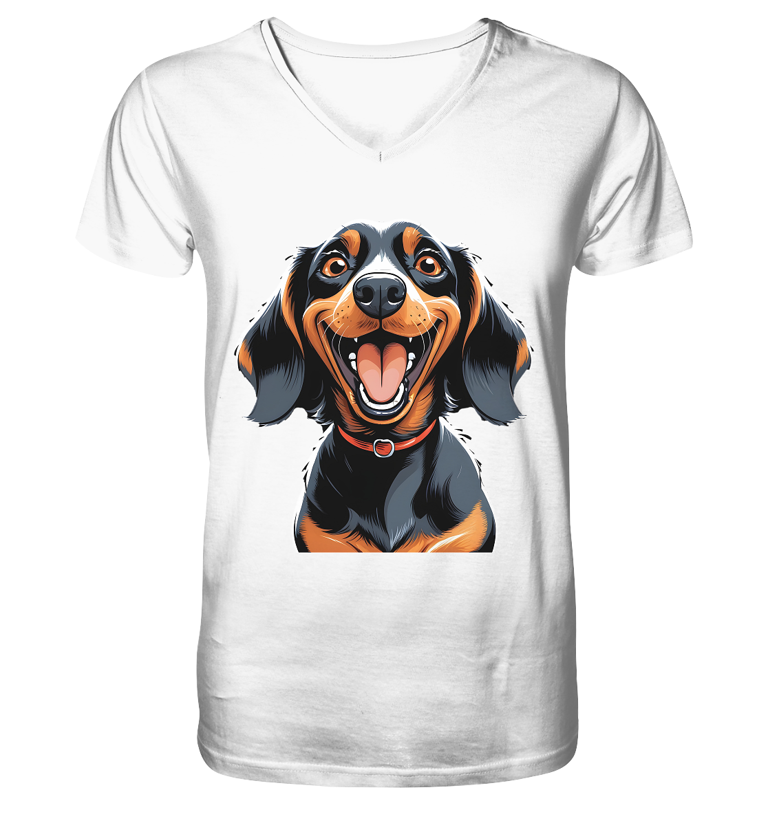 Happy Dackel Cartoon - V-Neck Shirt