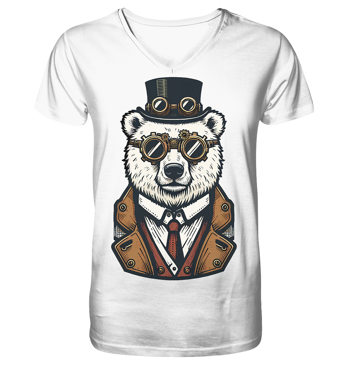 Eisbär Steampunk Polar Bear  - V-Neck Shirt