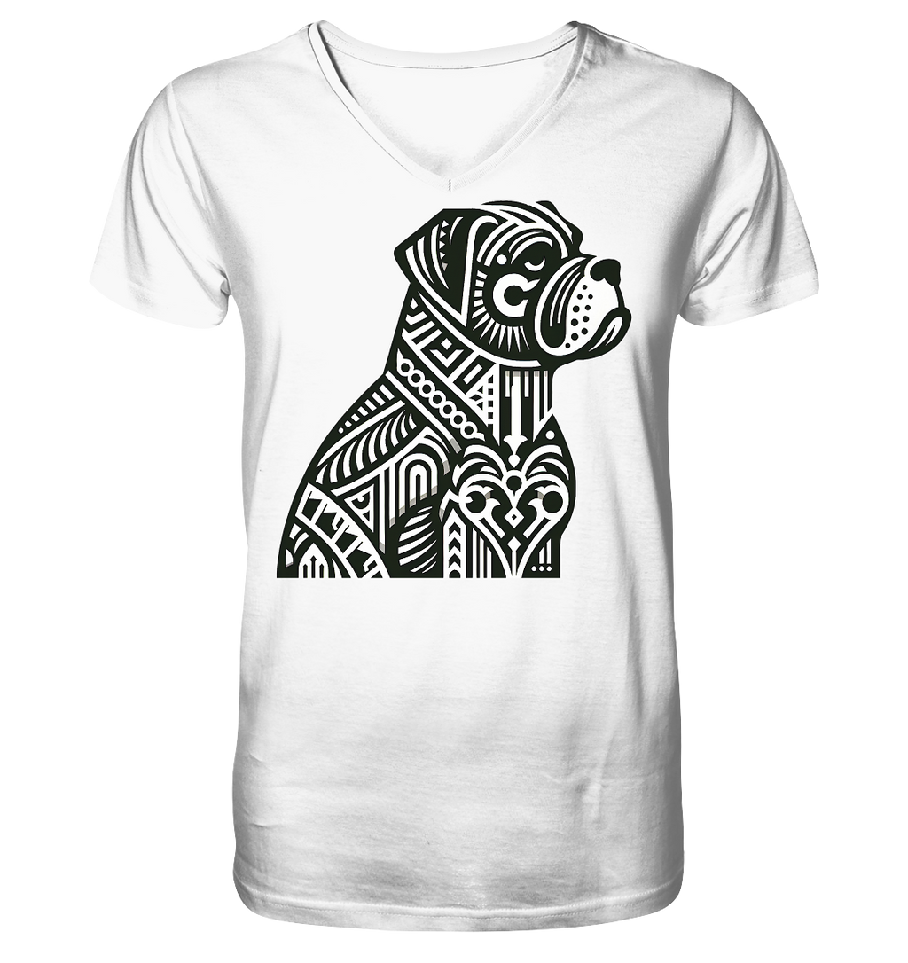 Hund Mastif Art Deco  - personalisierbar - V-Neck Shirt