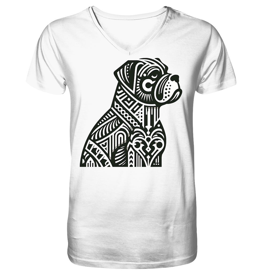 Hund Mastif Art Deco  - personalisierbar - V-Neck Shirt