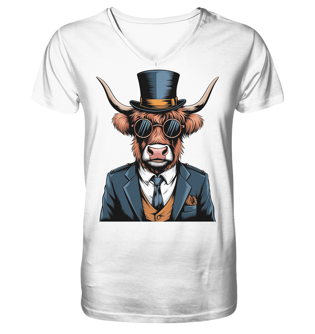 Highland Cow Steampunk - V-Neck Shirt