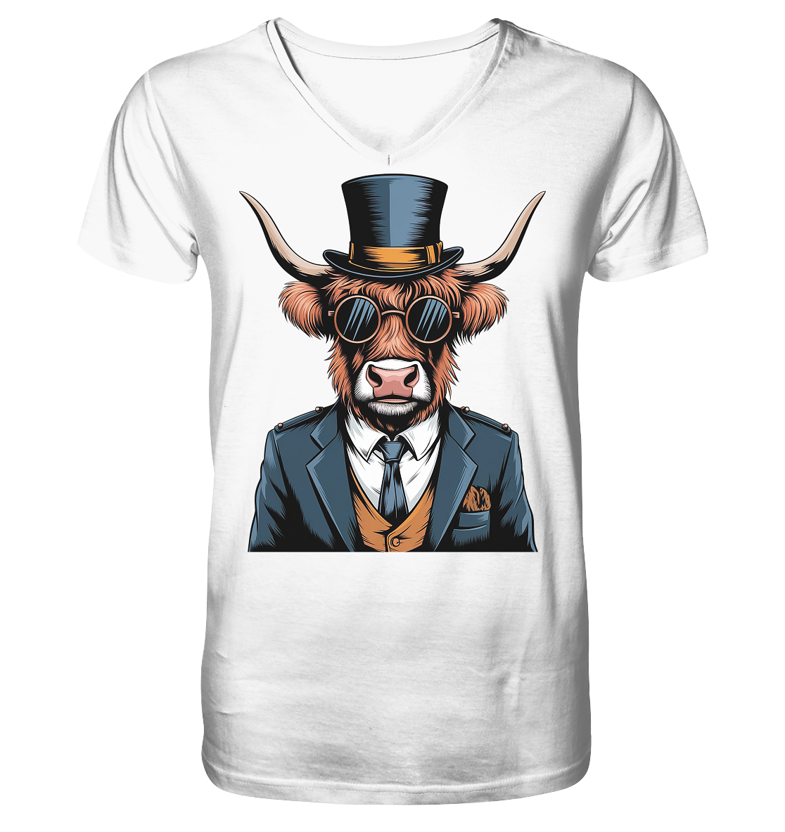 Highland Cow Steampunk - V-Neck Shirt