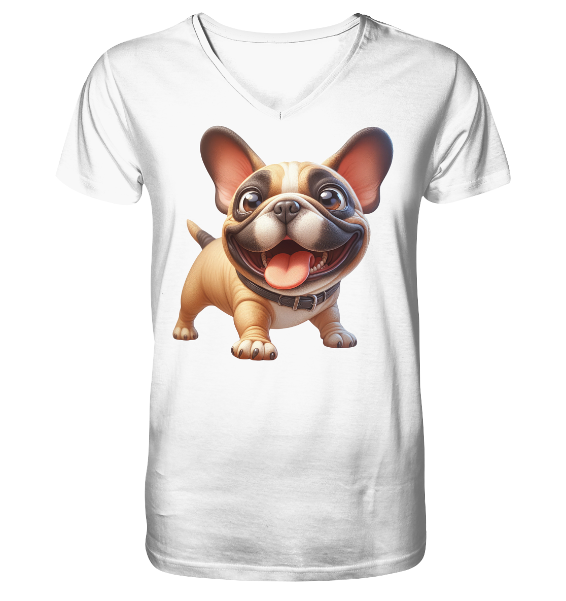 Französische Bulldogge Cartoon personalisierbar - V-Neck Shirt