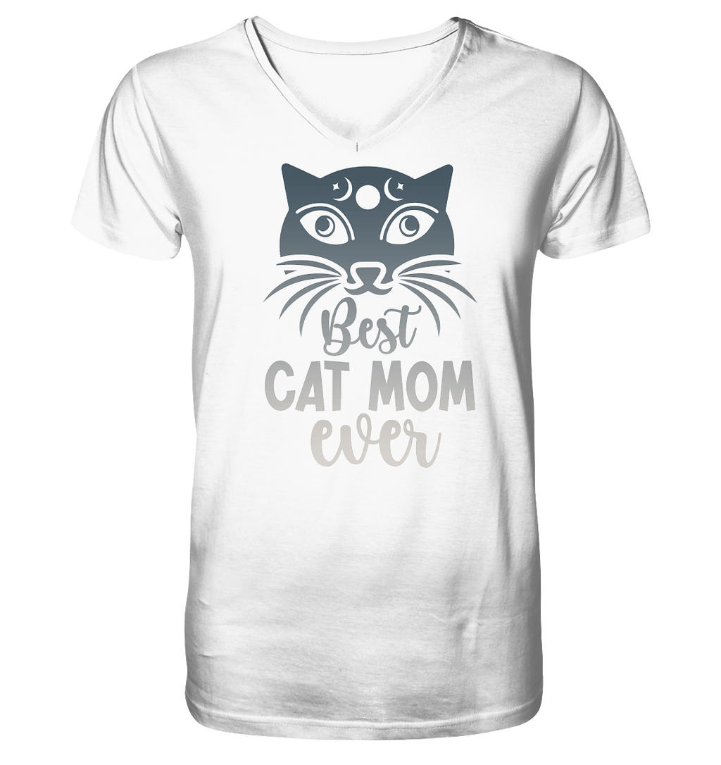 Best Cat Mum ever personalisierbar - V-Neck Shirt