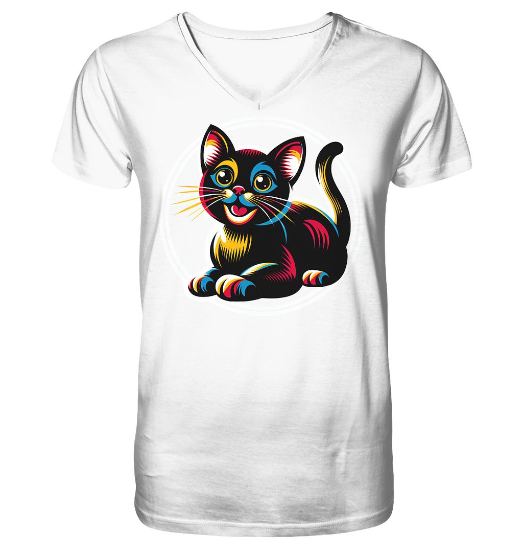 Kätzchen Pop Art - personalisierbar - V-Neck Shirt