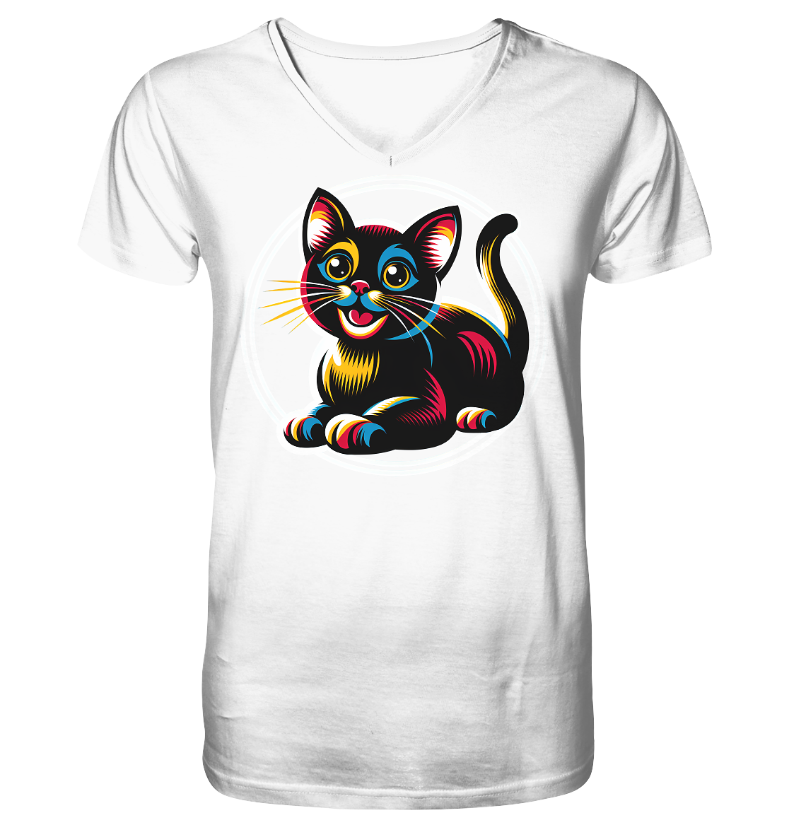 Kätzchen Pop Art - personalisierbar - V-Neck Shirt