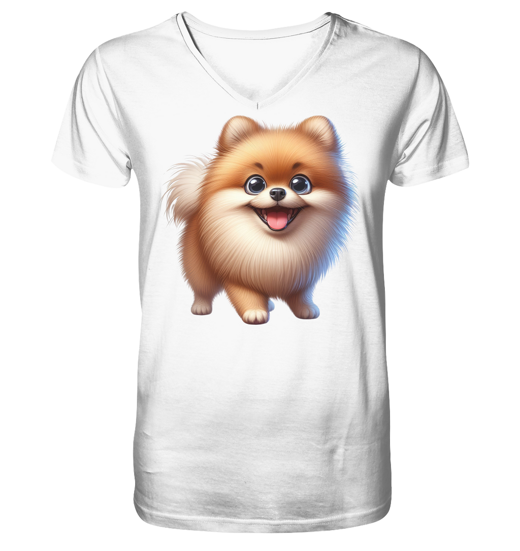 Pomeranien Cartoon - personalisierbar - V-Neck Shirt