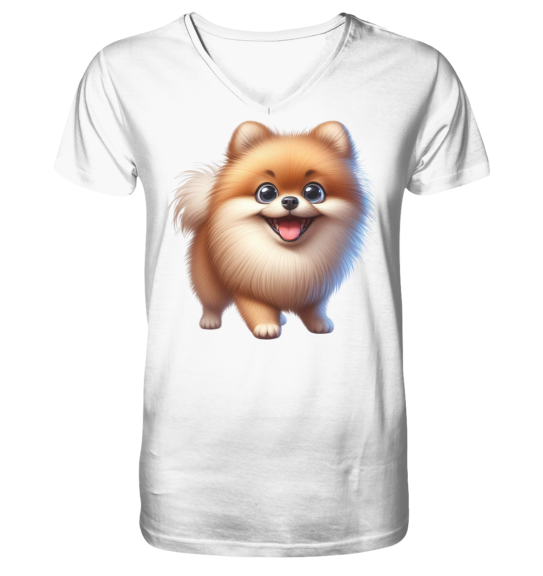 Pomeranien Cartoon - personalisierbar - V-Neck Shirt