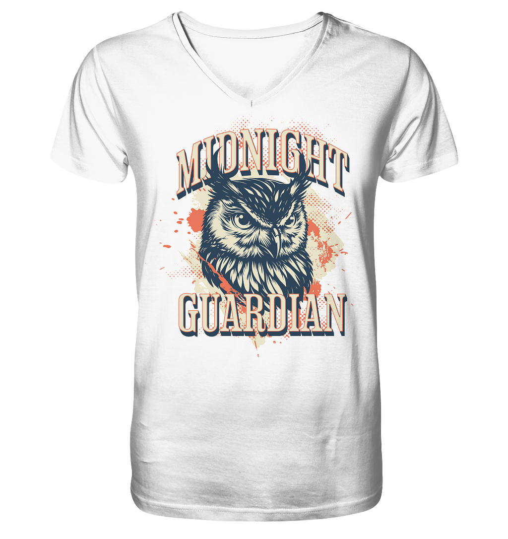 Eule Vintage Art - Midnight Guardian - V-Neck Shirt