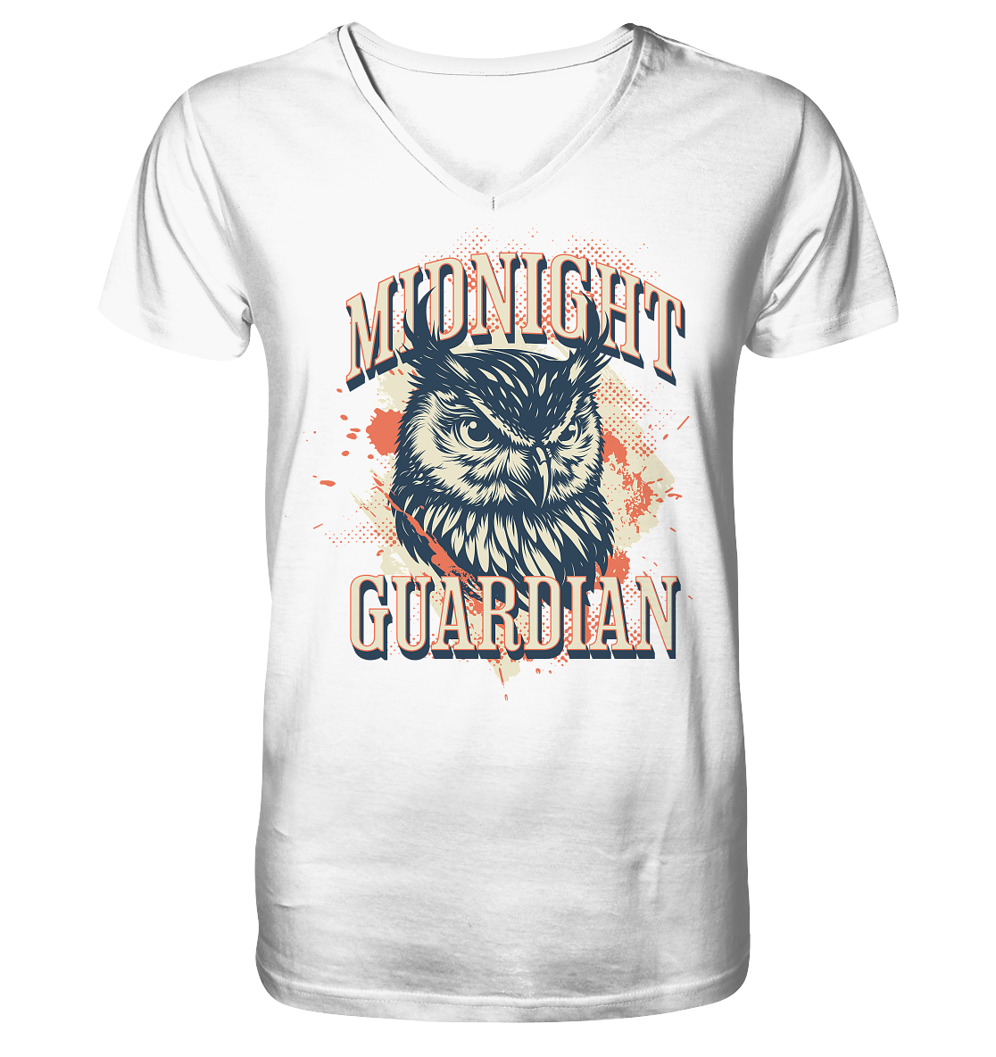 Eule Vintage Art - Midnight Guardian - V-Neck Shirt
