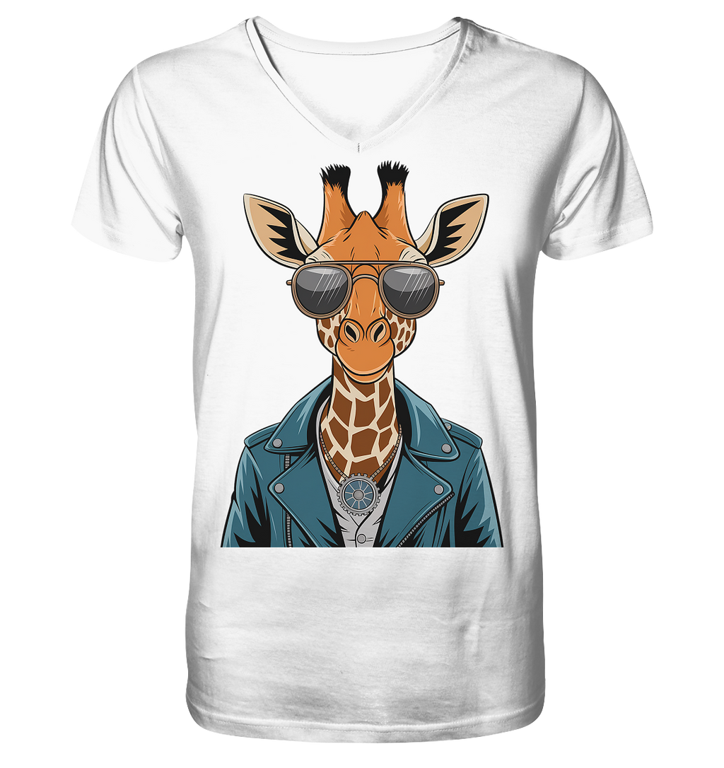 Giraffe Steampunk - V-Neck Shirt